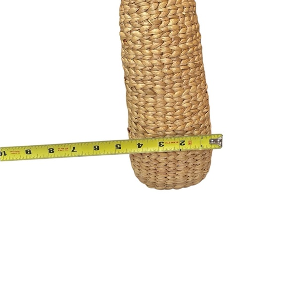 Natural fiber woven Satchel Crossbody Half Moon Circle Handle vacation beach bag - Picture 8 of 9